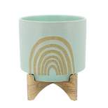 Sagebrook Home 10"x10" Arch Ceramic Planter Pot with Stand Mint