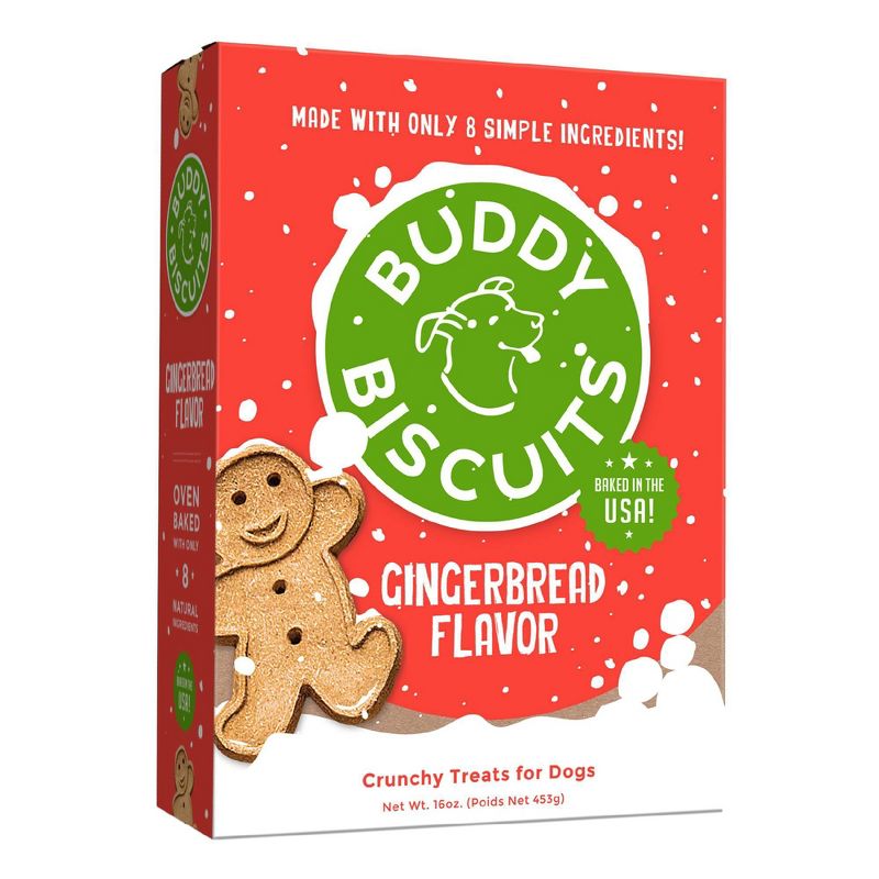 Buddy Biscuits Gingerbread Flavor Holiday Dog Treats - 16oz, 1 of 8