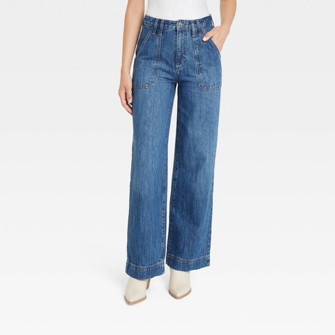 Women's High-rise Wide Leg Jeans - Universal Thread™ Medium Wash 10 Long :  Target