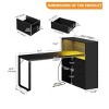 55in L Shaped Desk Office Desk with 3 Drawers & Power Outlets LED Corner Gaming Computer Table with Adjustable Shelf - 2 of 4