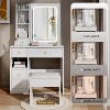 Angel Sar White Vanity Set with Sliding Led Mirror and Lights, Makeup Vanity Set with Cushioned Stool - 3 of 4
