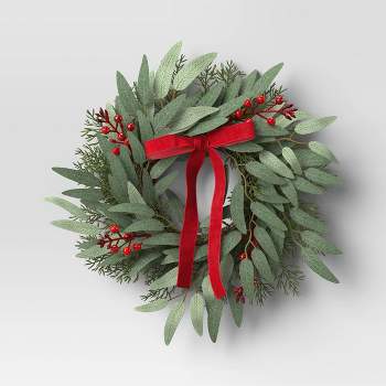 Mini Eucalyptus with Red Berry Christmas Wreath - Threshold™