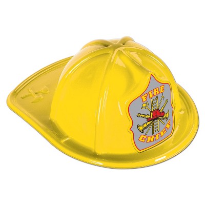 Beistle Yellow Plastic Fire Chief Hat, (48/Pkg) Yellow