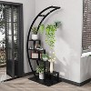 5-Tier Tall Metal Plant Shelf with Hooks, Half Moon Shape Plant Stand 2 Pack, Modern Flower Rack for Garden, Patio, or Balcony - 3 of 4