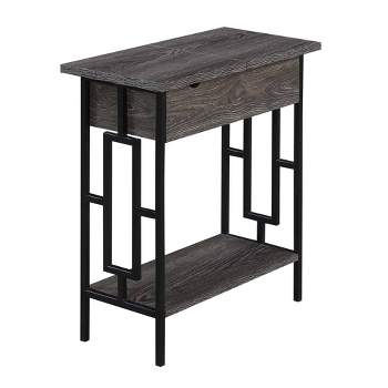 Town Square Flip Top End Table with Charging Station Weathered Gray/Black - Breighton Home