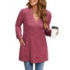 Clearlove Womens 2025 Fall Sweaters Long Sleeve V Neck Tunics Tops Side Split Sweatshirt With Pocket - 3 of 4