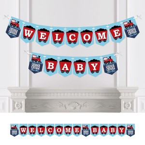 Big Dot of Happiness Railroad Party Crossing - Steam Train Baby Shower Bunting Banner - Party Decorations - Welcome Baby - 1 of 4