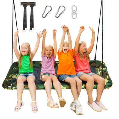 Infans 700lb Giant 60" Platform Tree Swing Outdoor w/ 2 Hanging Strap Camo Green
