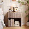 Night Stand Set of 2, Wooden Nightstands with Drawer and Storage Shelf, Minimalist Sofa Bed Side Accent Table with Fluted Panel, Modern End Table for - 4 of 4