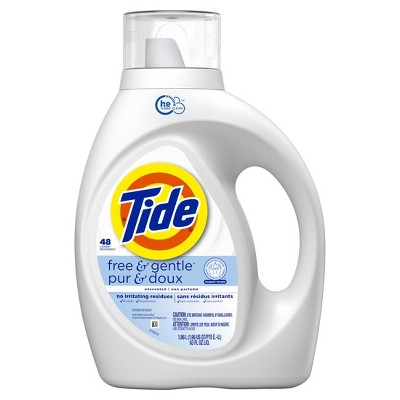 Tide Free & Gentle Liquid Laundry Detergent, 63 fl oz, 48 Loads, HE Compatible