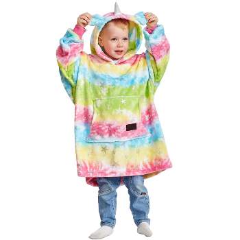 Catalonia Banana Cat Wearable Blanket Hoodie for Kids, Fleece Snuggy Sweatshirt Pullover, 4-12 Years Kids, Gift for Boys Girls