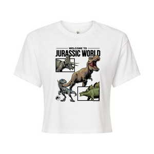 Women's - Jurassic Park - Welcome To Jurassic World Dino Cropped Graphic T-Shirt - 1 of 4