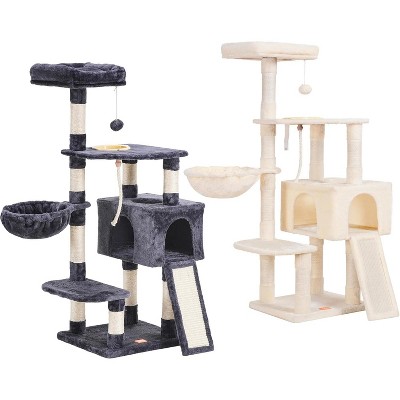 Heybly Cat Tree Cat Tower for Indoor Cats Multi-Level Cat Furniture Condo with Feeding Bowl and Scratching Board