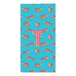 Personalization Mall Tiger Print Initial 30x60 Beach Towel - 1 of 2