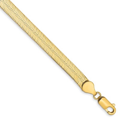 Black Bow Jewelry 5.5mm, 14k Yellow Gold, Solid Herringbone Chain Bracelet