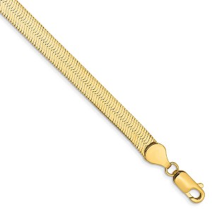 Black Bow Jewelry 5.5mm, 14k Yellow Gold, Solid Herringbone Chain Bracelet - 1 of 4