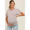 Pinkblush Taupe Ribbed Exposed Seam Maternity Short Sleeve Top - 2 of 4