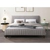 Omax Decor,Spencer Upholstered Mid-Century Fabric King Platform Bed in Gray - 4 of 4