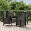 vidaXL Patio Dining Set - 5-Piece, Black Poly Rattan, Adjustable Recliner Chairs, Tempered Glass Tabletop, Weather-Resistant, Cushioned Seating - 2 of 4