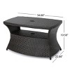 34" Wicker Outdoor Side Table with Storage Shelf and Umbrella Hole for Patio or Poolside Lounge-Cuddlewood - 4 of 4