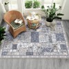 Area Rug 8x10, Washable Boho Farmhouse Floral Plaid Carpet - Soft Non Slip Low Pile Vintage Neutral Rug for Living Room, Bedroom - 4 of 4