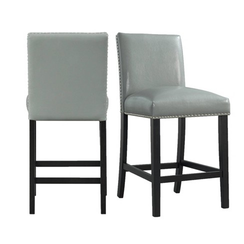 Grey leather outlet counter height chairs