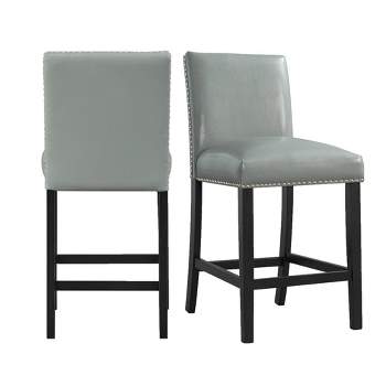 Set of 2 Pia Faux Leather Counter Height Side Chairs Gray - Picket House Furnishings