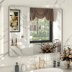 KIOTEE Rectangular Aluminum Alloy Framed and Tempered Glass Wall Bathroom Vanity Mirror in Matte Black - 1 of 4
