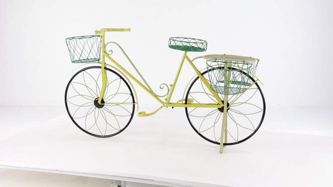 32&#34; Traditional Iron Novelty Bicycle Plant Stand Yellow - Olivia &#38; May, 2 of 6, play video
