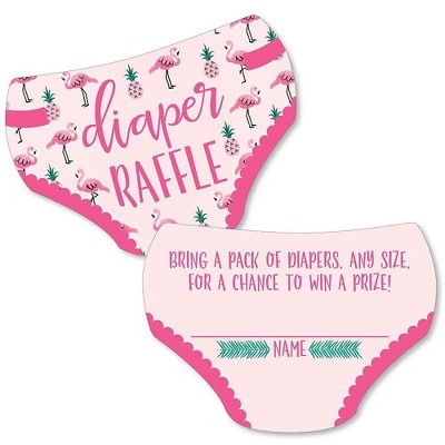 Big Dot of Happiness Pink Flamingo - Party Like a Pineapple - Diaper Shaped Raffle Ticket Inserts - Summer Baby Shower Diaper Raffle Game - Set of 24