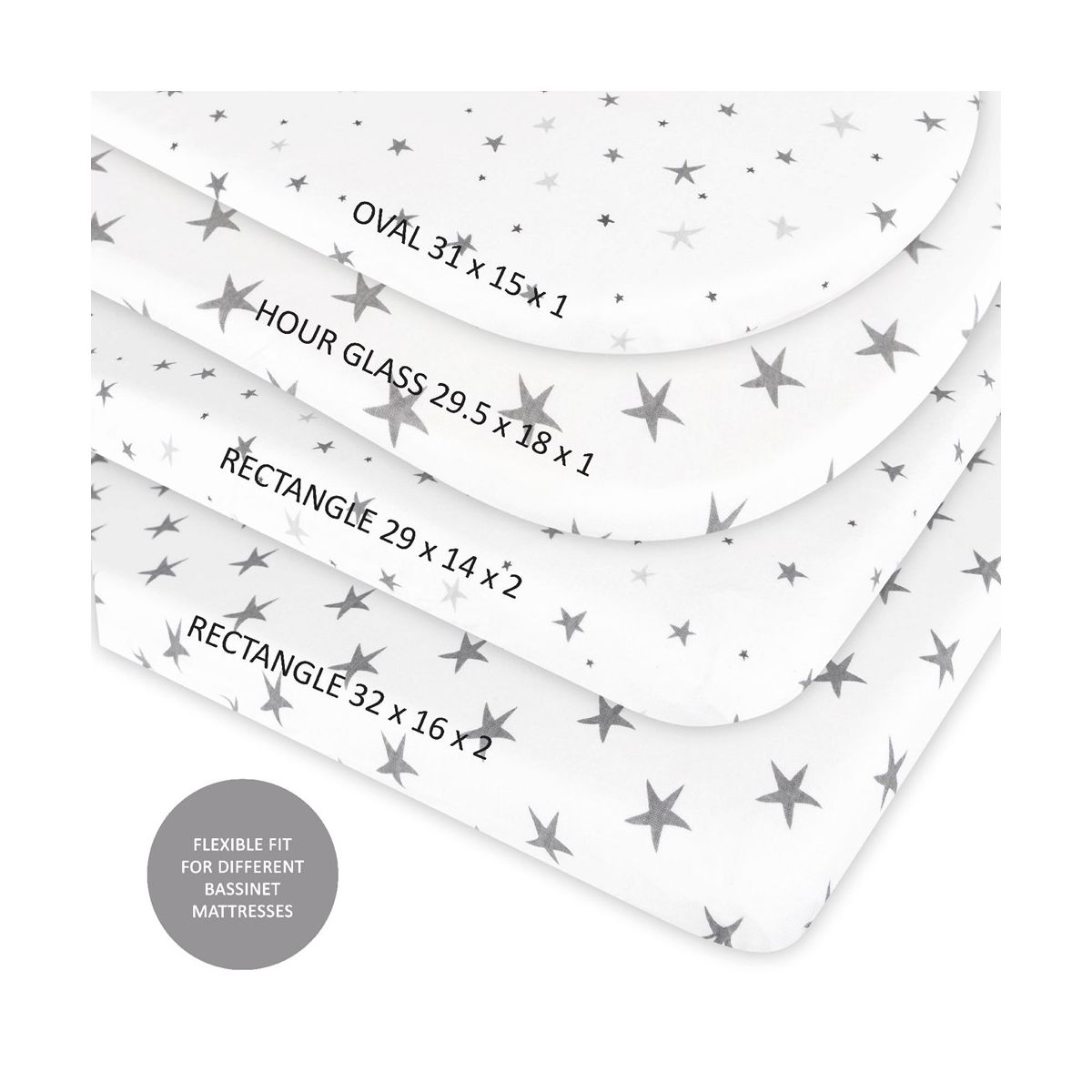 Ely's & Co. Baby Fitted Waterproof Sheet Set  100% Combed Jersey Cotton Grey Stars 2 Pack - thumbnail 10