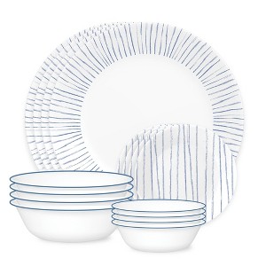 Corelle 16pc Botanical Striped Dinnerware Set - 1 of 4