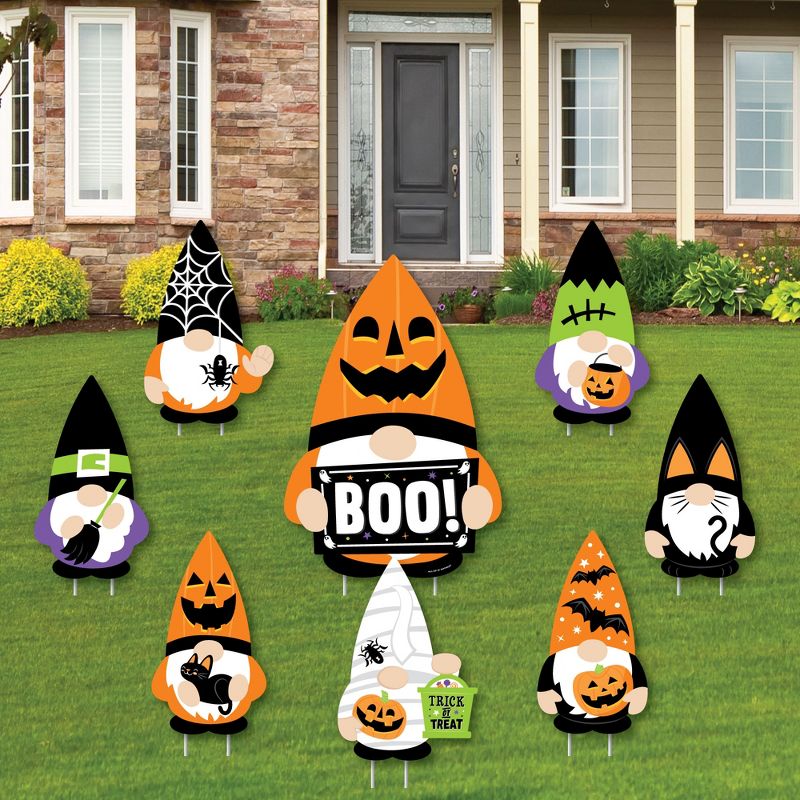 Big Dot of Happiness Halloween Gnomes - Yard Sign and Outdoor Lawn Decorations - Spooky Fall Party Yard Signs - Set of 8, 1 of 8