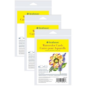 Strathmore 300 Series Watercolor Cards & Envelopes, Anniversary Size, 3.5x4.875 inch, 6 Per Pack, 3 Packs - 1 of 4
