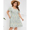 LXT- Women's Plus Size Square Neck Ruffle Sleeve Flowy Floral Summer Midi Dress with Pockets - 3 of 4