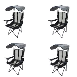 Kelsyus Premium Portable Camping Folding Lawn Chair with Canopy, Navy (4 Pack)
