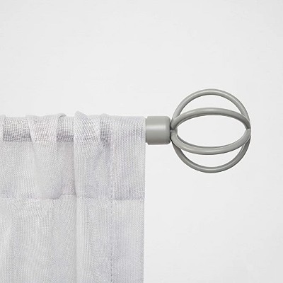 Window Curtain Rod Grey ¾” Diameter, Length 66"- 120"