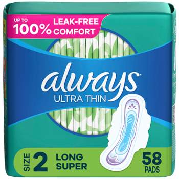  Always Ultra Thin Feminine Pads with Wings for Women, Size 4,  Overnight Absorbency, Unscented, 26 Count x 3 Packs (78 Count total) :  Health & Household