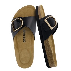 CUSHIONAIRE Leeds Sandals for Women, Slip On Big Buckle Slide Womens Sandals with Memory Foam Footbed, Comfortable Summer Footwear - 1 of 4