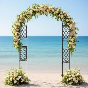 Metal Garden Arbor Arch Trellis 86.6"x47", Outdoor Wedding & Garden Arch Frame for Climbing Plants, Patio, Lawn, Backyard, Black - 1 of 4