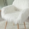 GlasFlength Accent Chairs Modern Faux Fur Upholstered Chair with Metal Legs Simple Design for Living Room Bedroom, White, 17.5"*18.5"*30.3" - 3 of 4