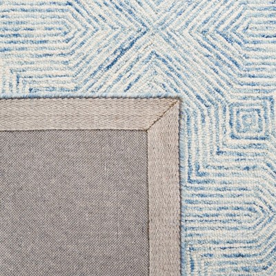 Blue and Ivory Hand-Tufted Wool Abstract Area Rug