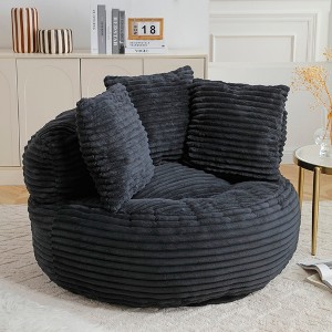 Lazy Bean Bag Sofa with 3 Pillows, Oversized High Back Lounge Chair for Adults & Kids, Corduroy Floor Couch for Gaming, Reading & Bedroom - 1 of 4