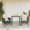 vidaXL 3 Piece Black Poly Rattan Patio Dining Set with Cushions - Weather-Resistant Outdoor Garden/Backyard Furniture with Tempered Glass Tabletop - 2 of 4