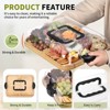Unique Bargains Bamboo Portable Dual-function Charcuterie Board with Lid and Handle - 3 of 4