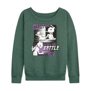 Women's - Pokémon - Mewtwo Ready For Battle Lightweight French Terry Wide Neck Long Sleeve Shirt - 1 of 4