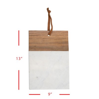 Large White Marble and Mango Wood Rectangular Cutting Board