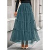 Tulle Skirts for Women 2025 Fall Fashion Elastic High Waisted Fairy Tiered Flowy A-Line Casual Maxi Long Skirt Sage Green - 2 of 4