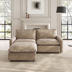 WJSHome 85" Modular Sectional Couches for Living Room with Ottoman, Loveseat Cloud Couch with Deep Seat, Linen Fabric - 1 of 4