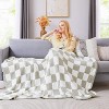 Attop Checkered Throw Blanket,Soft Cozy Fluffy Hand Made Throw Blankets for Couch, Sofa, Chair, Bed, Camping, Picnic - 2 of 4